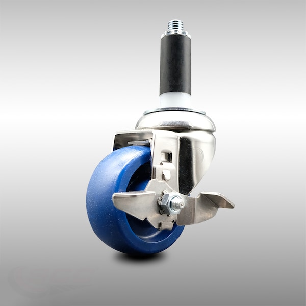 3 Inch 316SS Solid Polyurethane Swivel 1 Inch Expanding Stem Caster Brake